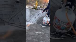 Safety on icy roofs. #shorts #roof #roofer #roofing #roofershelper #roofingcontractor #safety