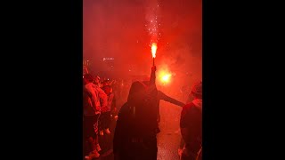 RECIBIMIENTO del bus del DEPORTIVO SAPRISSA de Costa Rica ULTRA MORADA.