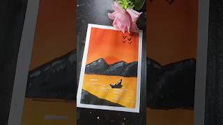 Beautiful Sunset Scenery With Mountain 😍#shorts #acryliccolours #acrylic #art #drawing #viral #wate