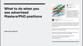 What to do when you see advertised masters and PhD positions