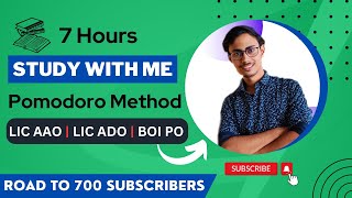 7 Hours Study With Me | Without Break | #pomodoro #studywithme #studywithmeindia #sbiclerkmains