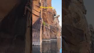 Cliff climbing like a girl 👧 #cliff #mountains #viralvideo #viral #shorts