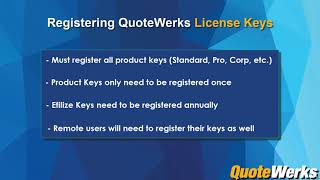 Adding and Registering QuoteWerks License Keys