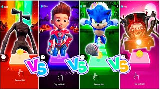 Siren Head🆚Paw Patrol🆚Sonic the hedgehog🆚Choo Choo Charles.Tiles Hop Edm Rush