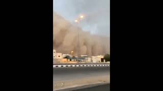 A dust storm that is approaching the Al-Qasim district in Saudi Arabia.