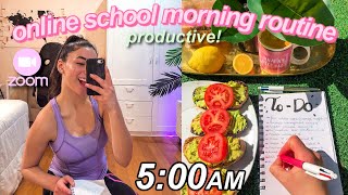 A *PRODUCTIVE* 5:00AM online school morning routine challenge! (quarantined)