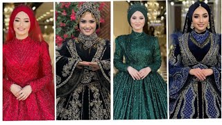 Latest hijabi brides 2023/princess dress with hijab and crown #hijabi #hijabibride #crown #bride