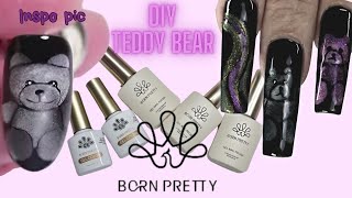 Get Creative: Make Your Own Teddy Bear With Cat Eye Polish! Try Born Pretty's Hema Free X-jelly Gel