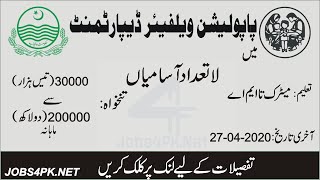 How to apply online in POPULATION WELFARE DEPARTMENT JOBS 2020