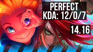 ZOE vs KATARINA (MID) | 12/0/7, Legendary, 1100+ games | EUW Master | 14.16