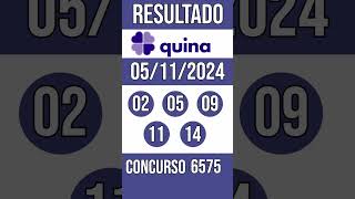 🔥 🍀 QUINA hoje - 05/11/2024 - ACUMULADA - 9,6 MILHÕES - Resultado concurso 6575