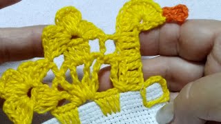 bico/barrado de crochê carreira única de patinho #crochê #barrado #panodeprato #diy #crochet