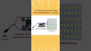 How to Make 5V USB Powered LED Light Using XL6009 Boost converter #power_gen #shorts #ledlights