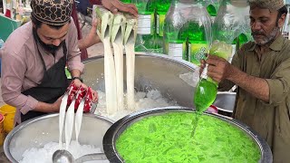 Refreshing Ice Pakola Milkshake. GREEN PAKOLA STREET DRINK | Pakola Doodh Soda Making - Street Drink