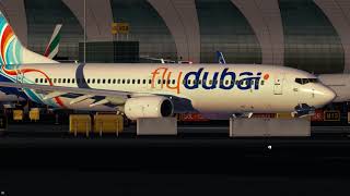 FlyDubai 737 landing in Dubai International Airport