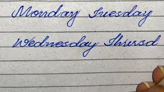 Days of the week | Beautiful handwriting practice