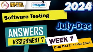 Software Testing|Week7|Quiz 7|Assignment 7 | NPTEL | Swayam | July-Dec 2024 #nptel