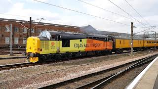 Colas Rail pair of Class 37's departing Doncaster 6th April 2019