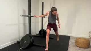 Long split stance hamstring heel pops