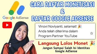 CARA DAFTAR MONETISASI CHANNEL YOUTUBE & DAFTAR GOOGLE ADSENSE | CARA ISI GOOGLE ADSENSE YANG BENAR