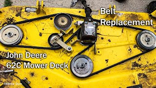 John Deere Mowing Deck Replacement Belt routing path Model 62 C for X700 series tractors.