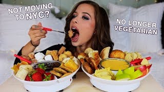 CHEESE & CHOCOLATE FONDUE MUKBANG + big life updates!!