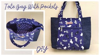 How To Make a Tote Bag With Pockets | DIY Tote Bag With Pockets