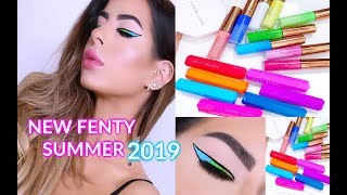 *NEW* FENTY BEAUTY 2019 SUMMER COLLECTION  REVIEW & SWATCHES | POUTSICLE LIPSTICK, EYELINER TRIOS