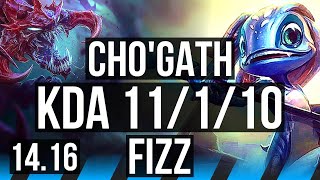 CHO'GATH vs FIZZ (MID) | 11/1/10, 1800+ games, Dominating, 36k DMG | EUW Diamond | 14.16