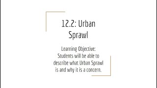 12.2 Urban Sprawl