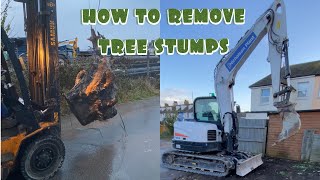 How to remove tree roots using digger. Just for fun