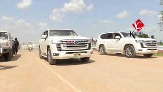 President Salva Kiir Cutting Ribbon to officiate the launching of Juba Bridge &  crossing the bridge