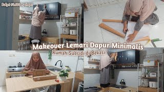 Makeover Lemari Dapur Budget 50Ribuan | DIY Kitchen Set Atas Jadi Aesthetic | Unboxing Tripod Lampu