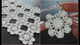 Easy to Crochet flower motif pattern for beginners | How to join motifs together