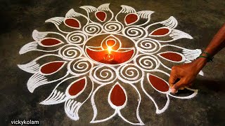 Deepavali special rangoli designs | diya rangoli kolam #vickykolam