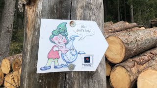 Adventure trail - walking through the forest in Unterkirnach Schwarzwald Germany