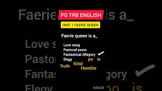 PG TRB ENGLISH,|UNIT 1 FAERIE QUEEN|#pgtrb #exam #trbupdates #governmentjobs #trb