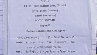 BALLB Sociology model paper 2023 BALLB 3rd semester model paper #sociology #ballbstudents #model