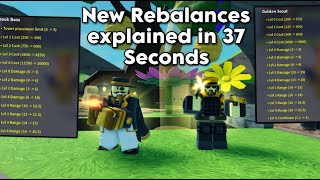 All Rebalances Explained in 37 Seconds | Tower Defense Simulator