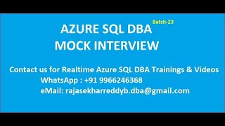 Azure SQL DBA-Mock Interview