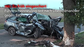 Nach Überholmanöver auf Alleenstraße gegen Baum gerast - Zivilschutz - Hubschrauber im Einsatz