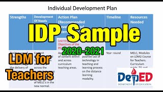 IDP - Individual Development Plan Sample for Teachers For LDM Course