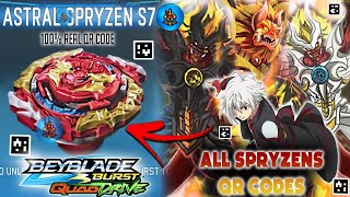 QR CODE ASTRAL SPRYZEN S7 + ALL SPRYZEN QR CODES BEYBLADE BURST QUADDRIVE APP