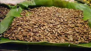 Amazing Food on Thai Street Food - Fried Insect And Worm