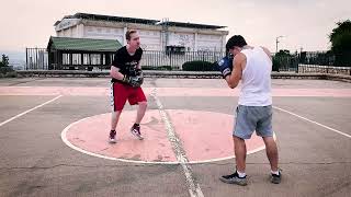 boxing in an abandoned school