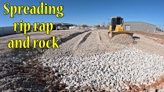 Spreading Rip Rap And 3" Base Rock With The Dozer