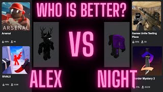 Who is better at roblox? Alex or Night | Roblox