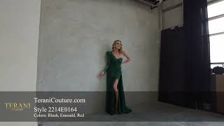 Puff One Shoulder High Slit Evening Gown | Terani Couture | 2214E0164