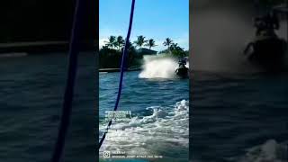 Jet-skier and Wake-surfer share wake! MASSIVE AIR