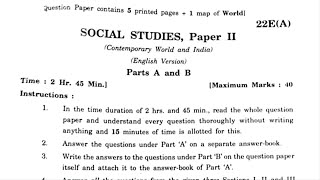 CLASS 10 SSC PRE FINAL SOCIAL STUDIES (SOCIAL) PAPER 2 QUESTION PAPER